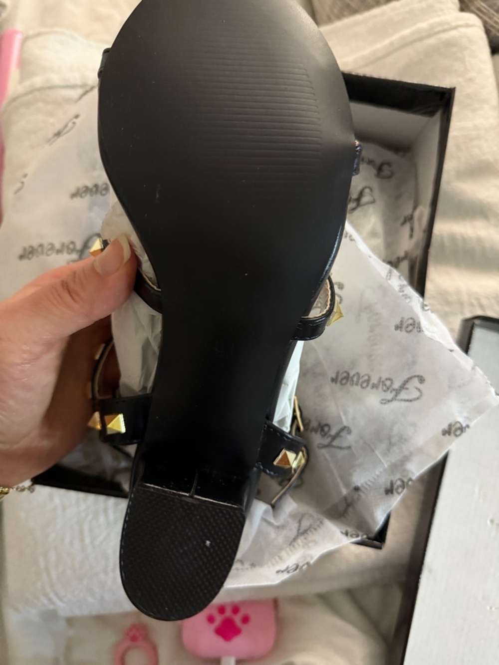 Studded Black Strappy Block Heel Sandals - Unbranded - Picture 9 of 9